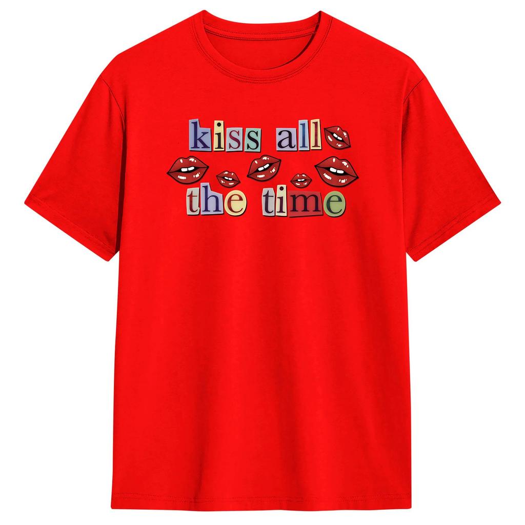 Creative Harrys Styles Kiss All The Time TShirts for Men Round Collar 100 Cotton T Shirts Short Sleeve Tees Printing Clothes