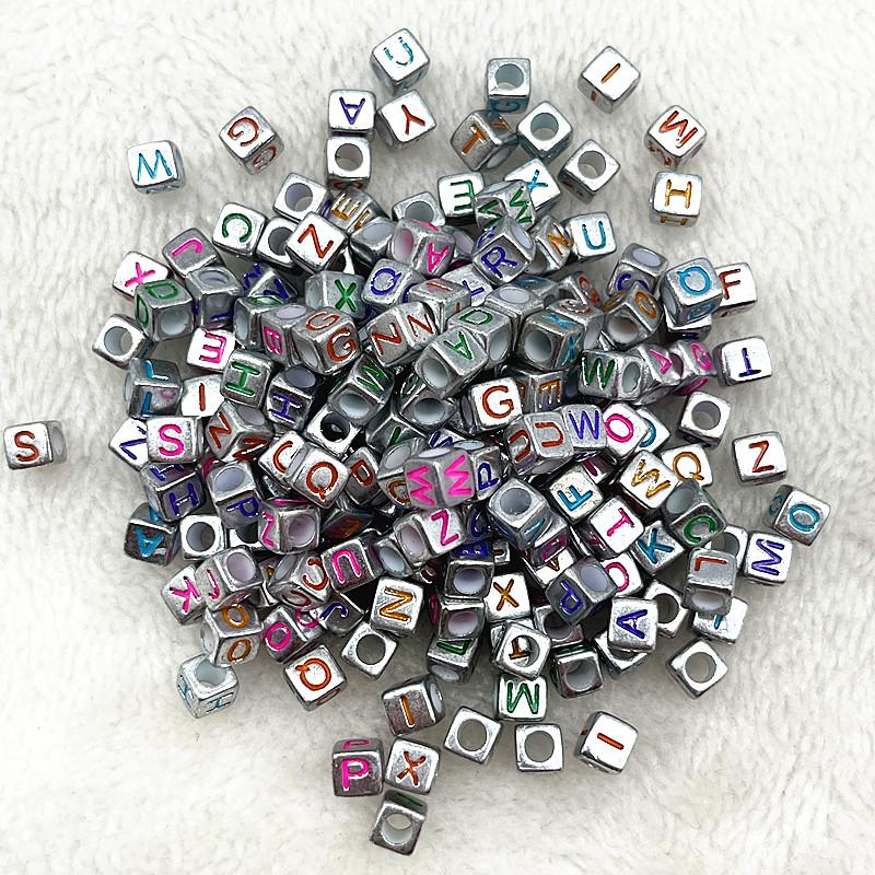 100pcs 7x4mm 6x6mm Mixed Alphabet Letter Beads Charms Beads for Making Jewelry Diy Handmade Bracelets Accessories
