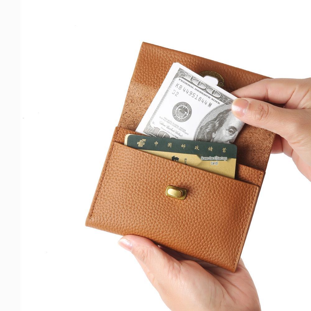 2024 Koreanischer Stil Echtes Leder Multifunktionale Geldbörse: Kompaktes Retro Kartenetui & Münzfach