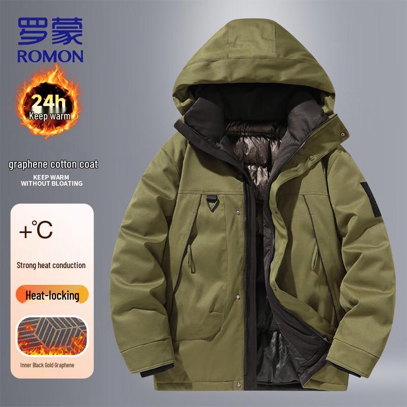 

Romon Men s Graphene Hooded Winter Cotton Jacket S