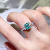 Neon Glow Paraiba Green Diamond Ring For Women 2ct Moissanite PT950 Platinum | Neon blue-green, stunning fire