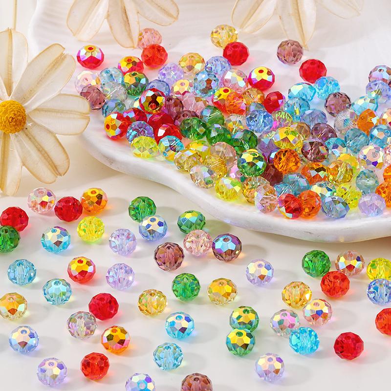 84pcs Czech Faceted Rondelle Beads 8mm AAA Crystal Glass Loose Spacer Beads for DIY Jewelry Bracelet Craft Making Supplies