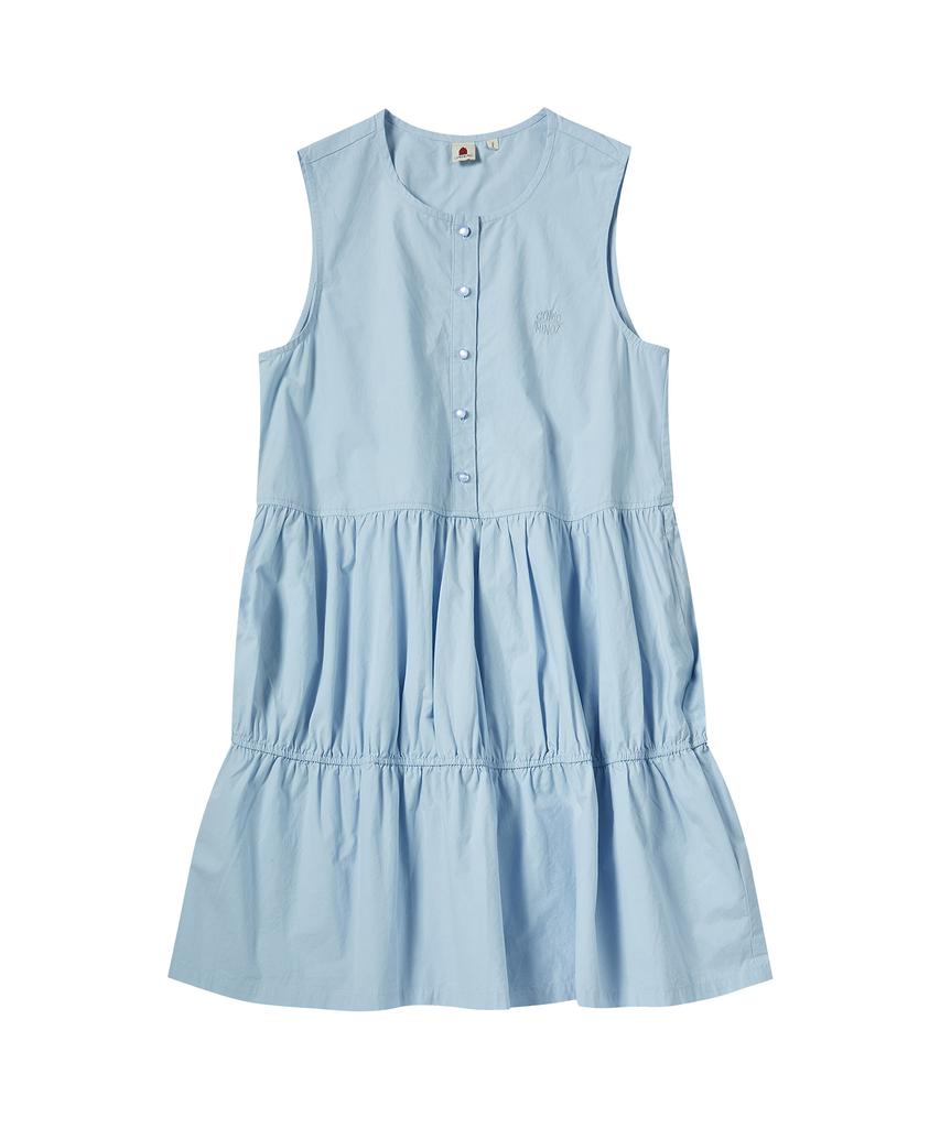Comoni Nose W Tiered Button One-Piece [Sky Blue]