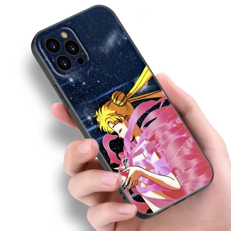 Japan Cartoon Sailor Moom Black Silicone Phone Case For Apple iPhone 12 13 Mini 11 14 15 Pro Max 7 8 Plus X XR XS SE 2020 2022