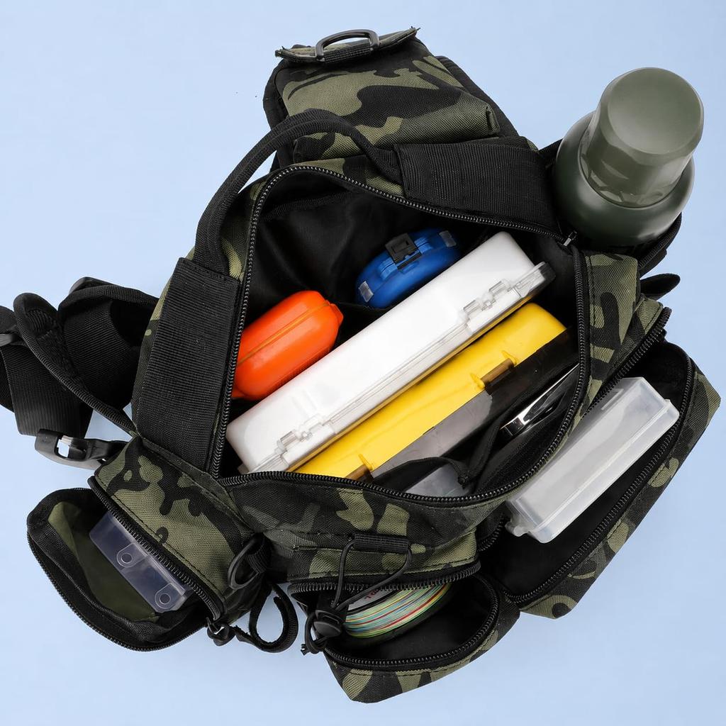 Fishing Shoulder Camouflage Fishing Gear Can Be Used As a Waist Bag [hana&ran] Bag, Bag, 2-Way, Pattern, Multi-functional Pockets, Storage,