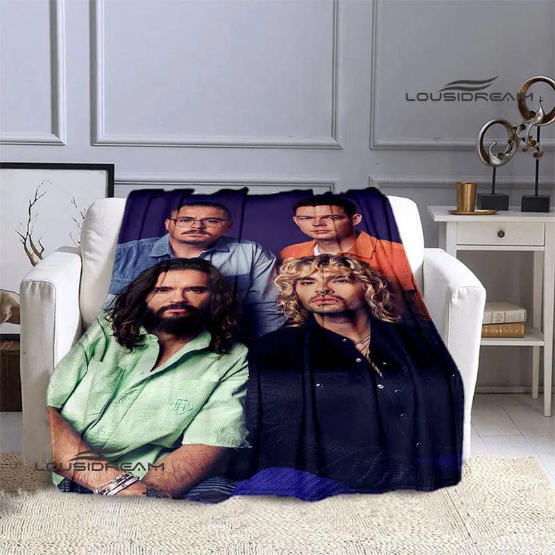 Coperta stampata retrò della band Tokio Hotel, coperta calda in flanella morbida e confortevole, biancheria da letto per casa, viaggio, regalo di compleanno