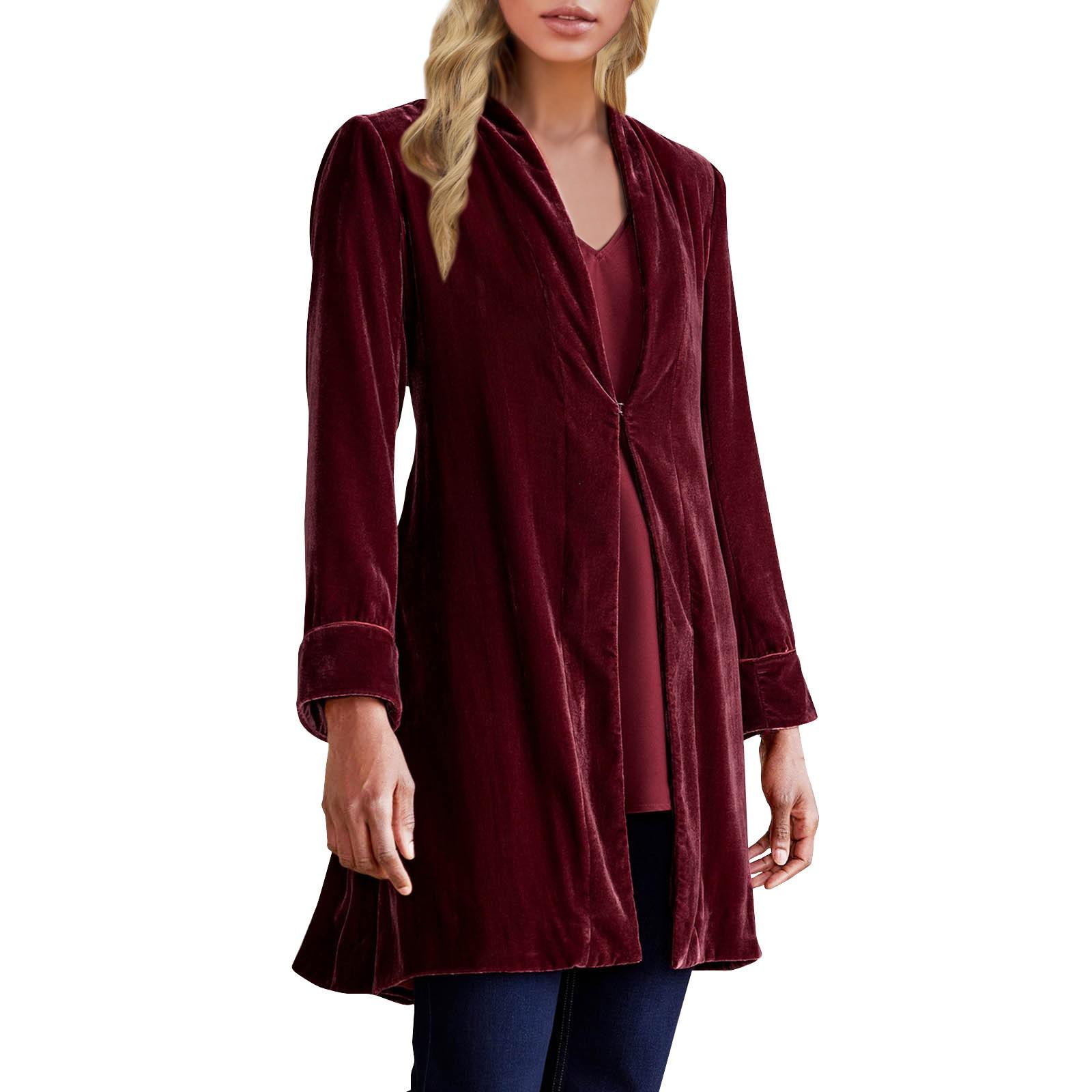 

Пиджаки женские укороченные с длинным рукавом повседневные винтажные рабочие пиджаки для офиса осень XL винный