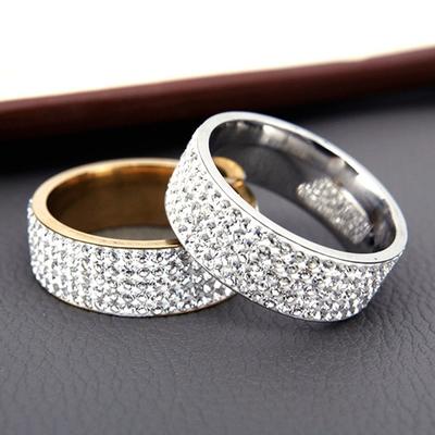 Vintage Retro Style Steel Ring for Women 5 Row Clear Crystal Jewelry Fashion Stainless Steel Engagement Wedding Rings