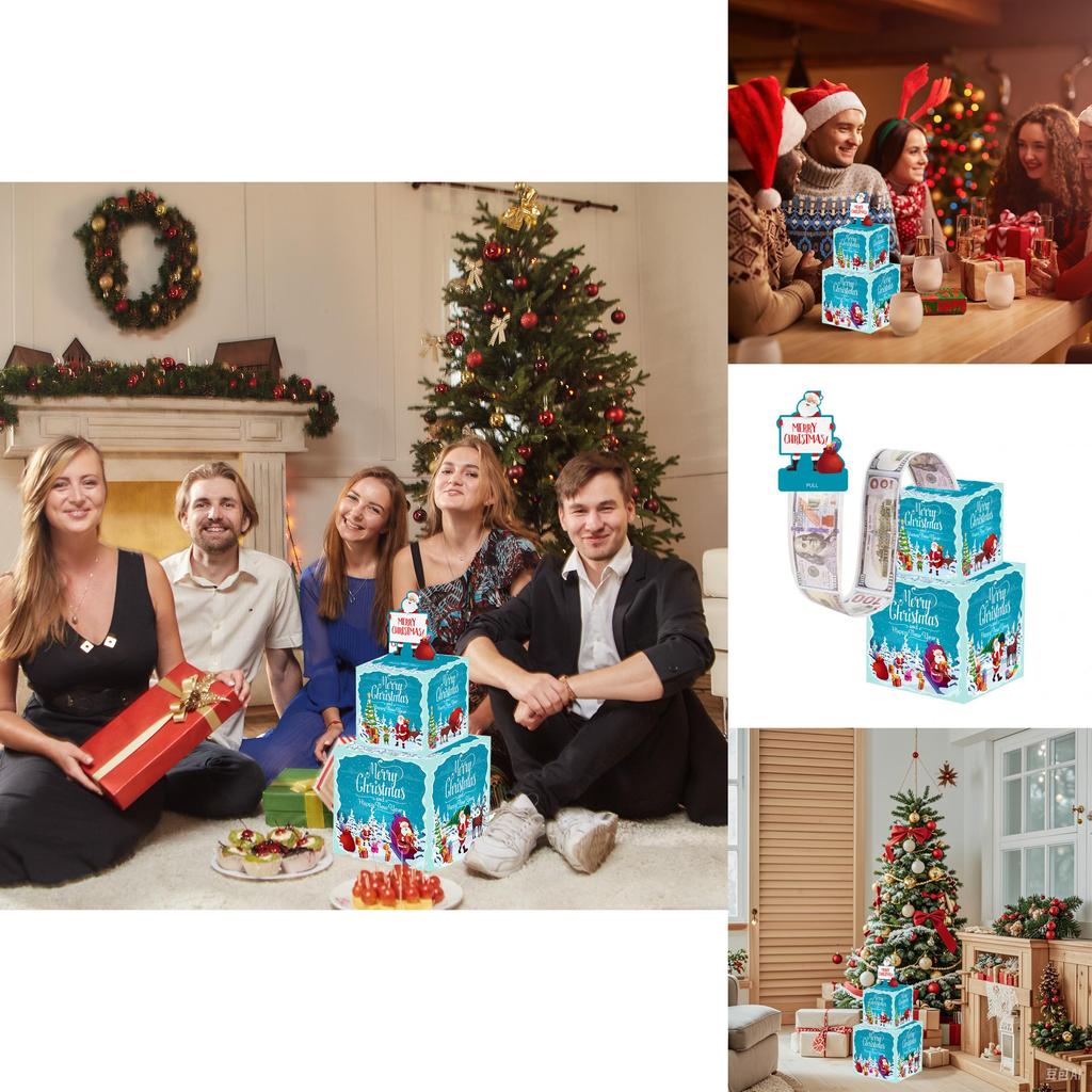 Holiday Santa Cartoon Gift Box With Surprising Money Enclosure For Christmas Celebration