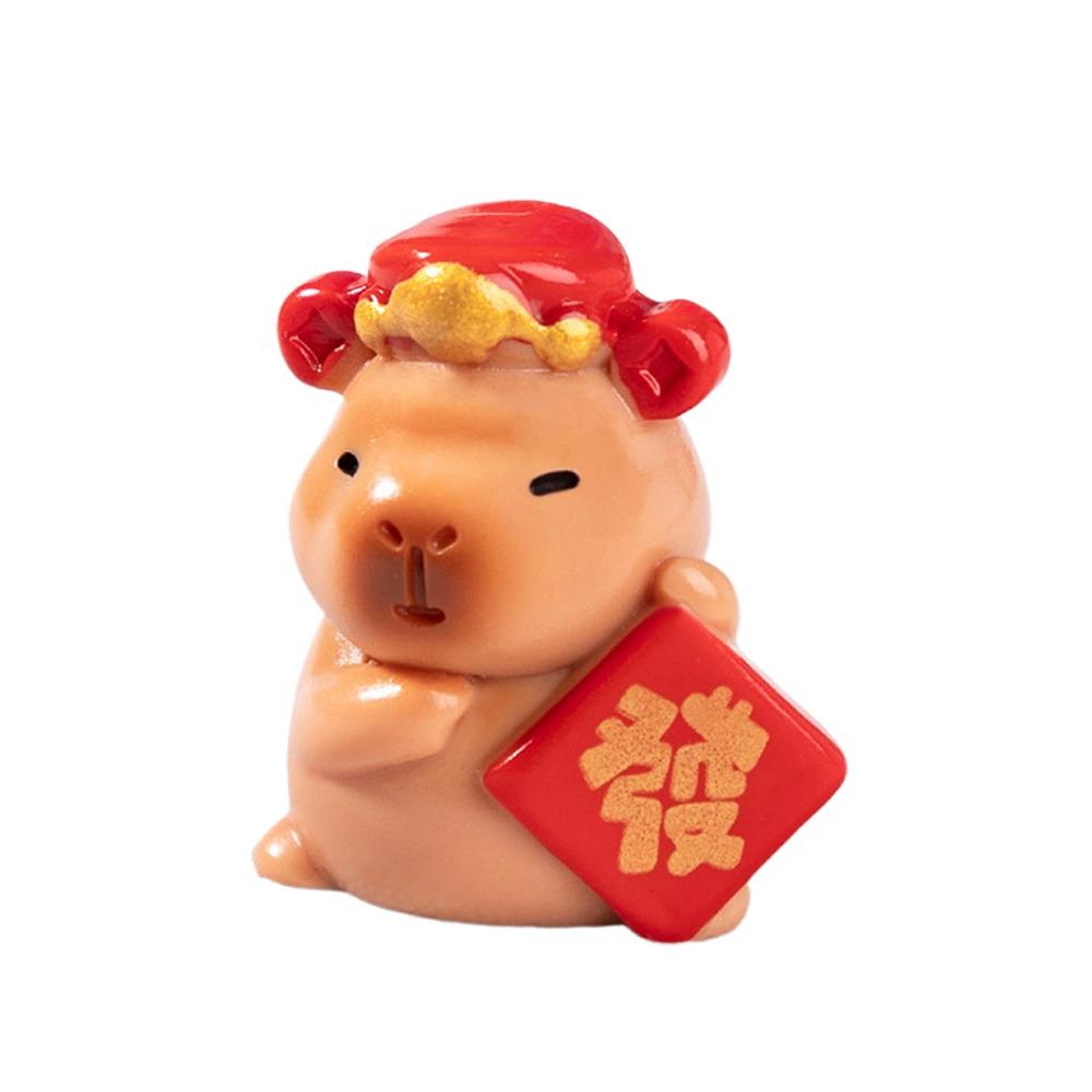 Chinese New Year Cartoon Capybara Figurines Resin Getting Rich Lucky Charm Cute Car Ornament  Gift