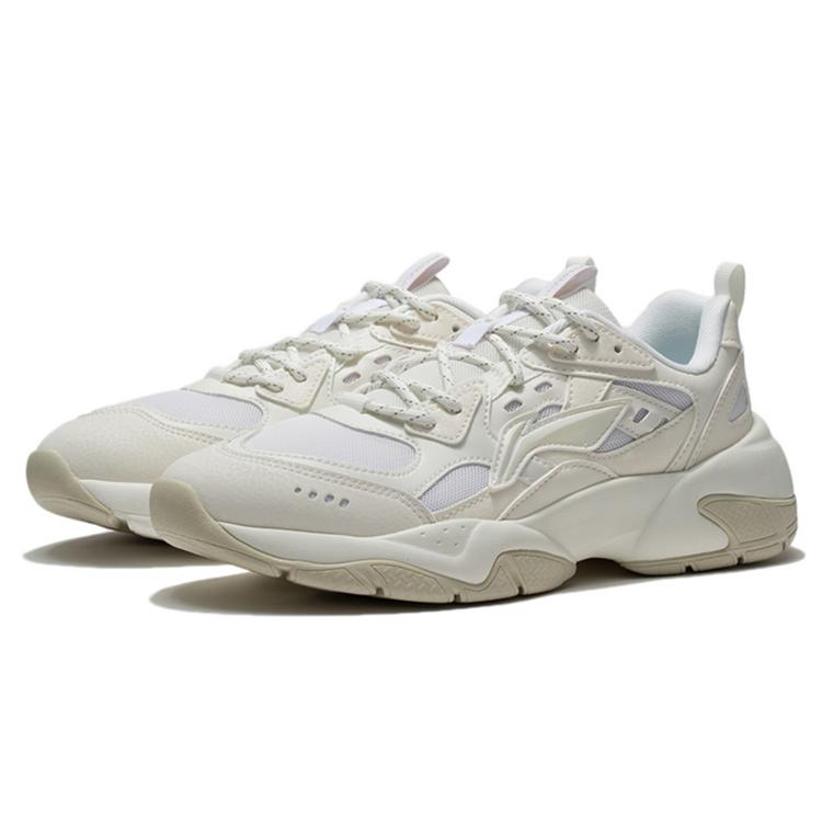 Li Ning Comfortable Cushioning Slip Resistant Abrasion Resistant Breathable Low top Casual Shoes Women's White AGCR478-4