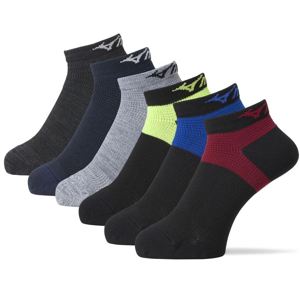 Mizuno WORK Safety Durable Supportive Sports Assorted Sizes cm Men's Socks, 3-Pair/6-Pair Set, Fit, Quick-Drying, Design, Socks, 681450, C, 24.0-26.0