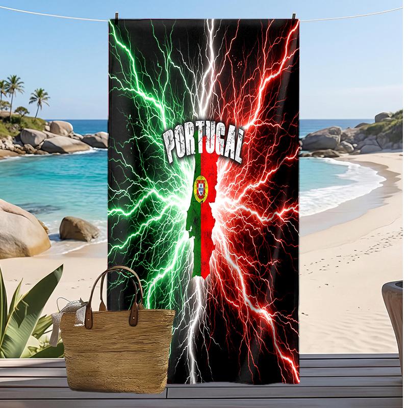 Asciugamano da Spiaggia Stampa Calcio Portogallo Asciugatura Rapida Super Assorbente Morbido Asciugamano da Bagno per Nuoto Spiaggia Viaggio Souvenir Regalo