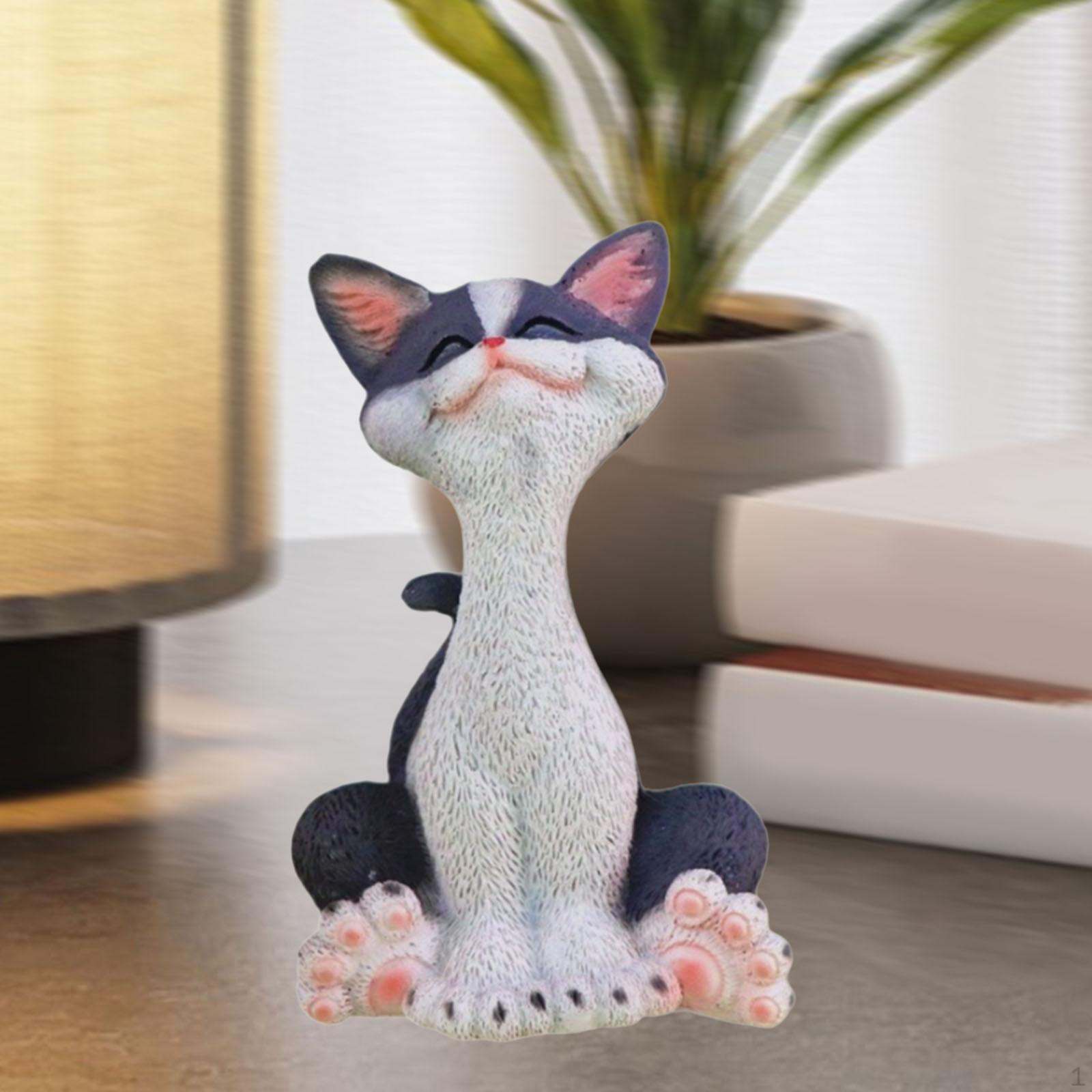 

Cat Figurine Crafts Tabletop Centerpiece Lucky Ornaments for Restaurant Bedroom серый