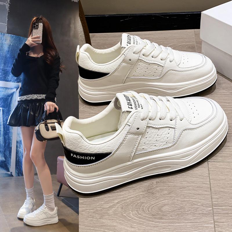 Cowhide version~ leather platform white shoes children's board shoes autumn new versatile casual sports women's shoes
