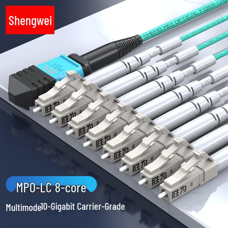 

Shengwei MPO-LC OM3 8-Core Multimode Fiber Optic Patch Cable 5m