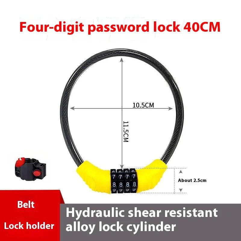 Motorcycle Anti-Theft Combination Locks, Portable Safety Buckles, Electric Vehicle, Steel Cables, Bicycle Accessories