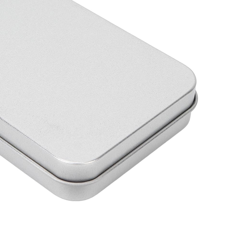 5pcs Slide Top Tin Containers Empty Portable Slide Top Rectangular Storage Box for Tea Gift Silver