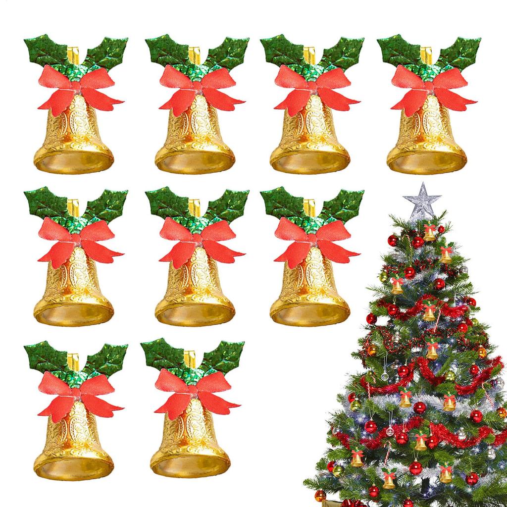 Christmas Bell Decorations Gold Metal Wreath Ornaments With Bowknots Christmas Garland Bell Decor Christmas Tree DIY Decoration