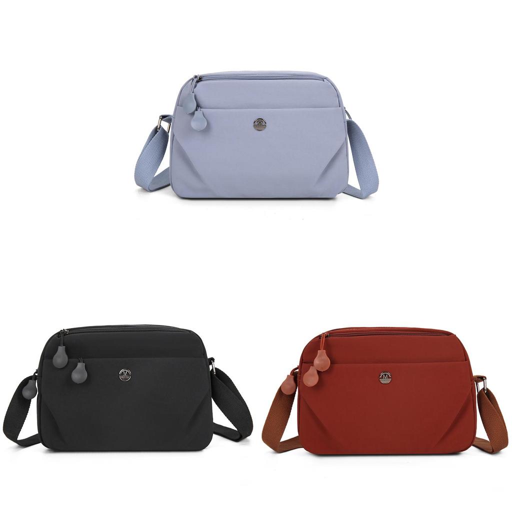 Crossbody Nylon Square Bag With Top Zipper And Inner Pocket For Casual Outings