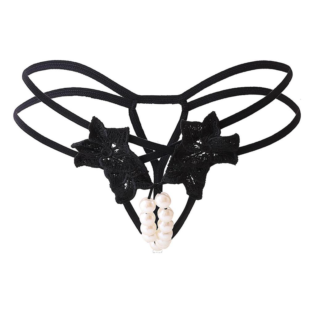 Double Row Pearl Thong - Women's Low Waist Plus Size Bikini Lingerie