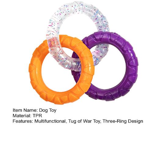 Three-Ring Dog Toy Interactive Dog Tug of War Toy Connected Rings Dog Chew Toy for Puppy Teething Biting Teeth Cleaning