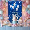 16th Birthday Door Cover 71x35 Inch Blue and Silver Birthday Banner for Party Decorations Balloon Ribbon Backdrop Sign for Boys Girls Teens Photo