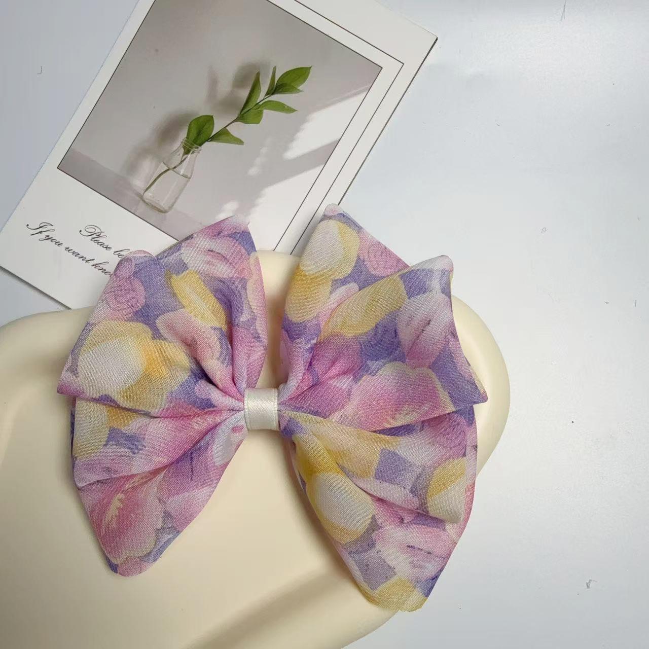 Chiffon Floral Bow Clip: Fresh Spring/Summer Versatile Hair Accessory