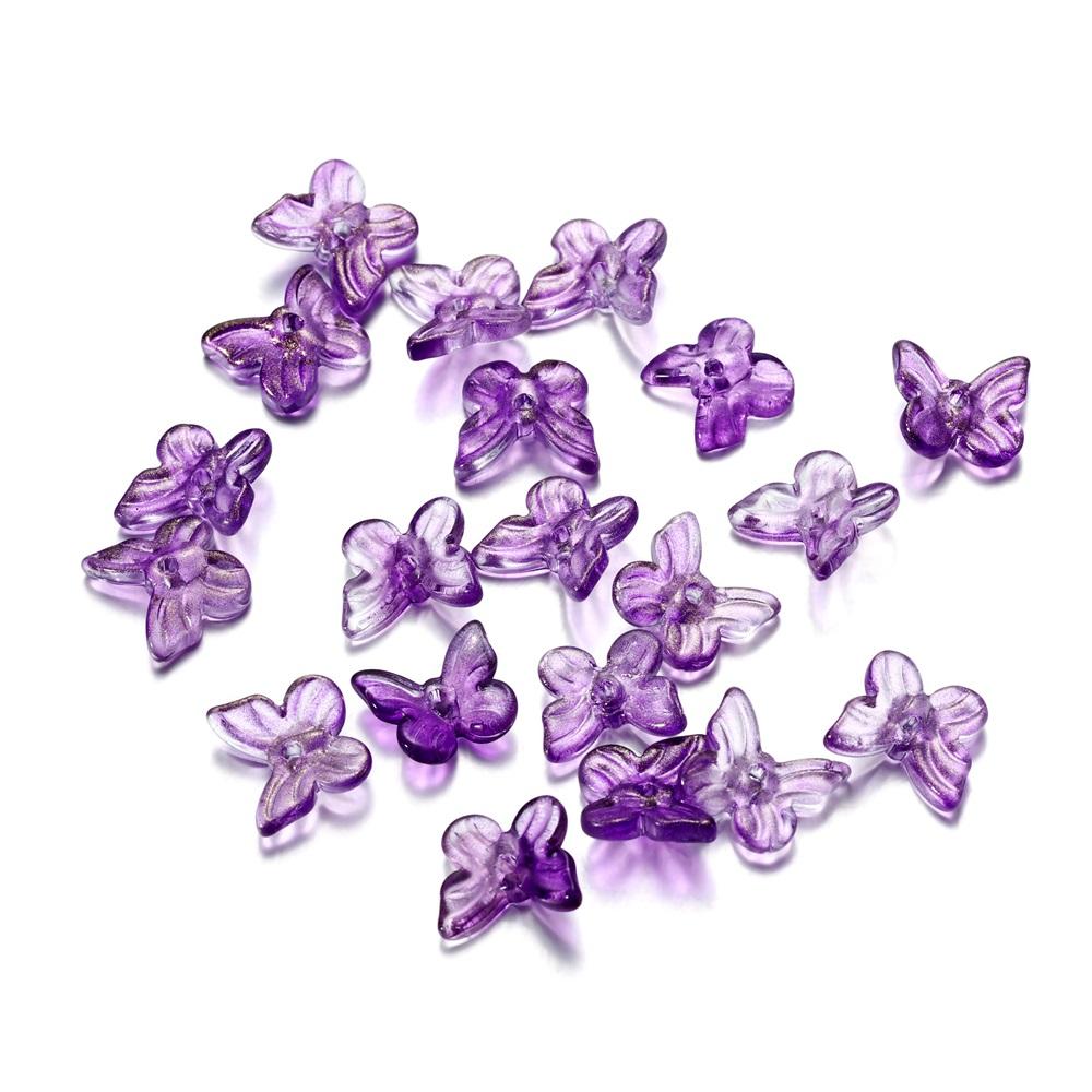50pcs/bag Mixcolour  Butterfly Shape Glass Bead Seed Beads Loose Beads Bracelet For DIY Jewelry Making Finding Accessories
