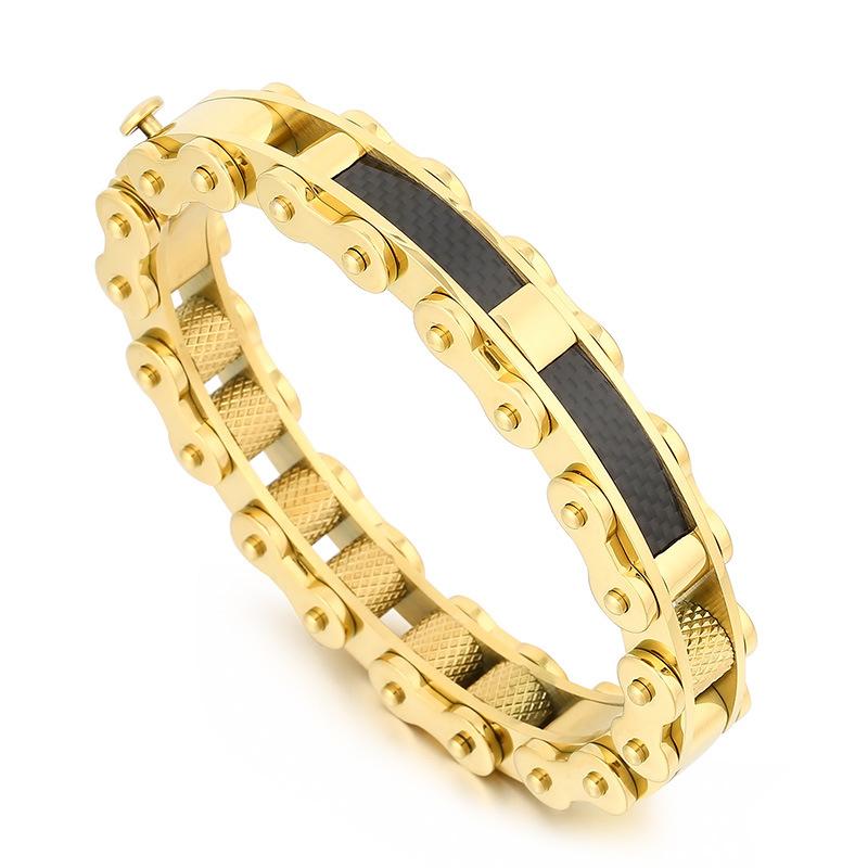 Personalized Design Cool Motorcycle Bracelet European And American Hip -Hop Rock Curved Brand Men 'S Glossy Bracelet