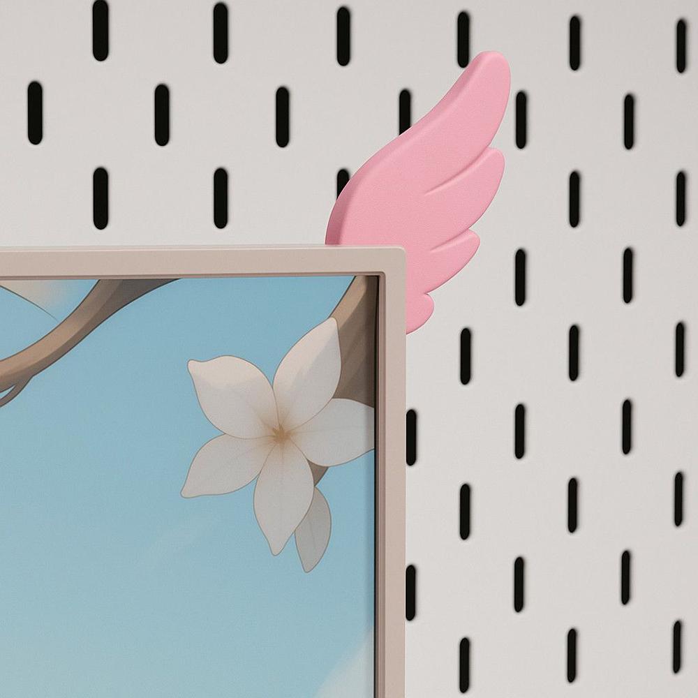 

A Pair 3D Printing Cute Decorative Ornaments E-sports Room Pink Wings Monitor Decorative Ornaments Creative Gifts for Friends рожевий