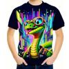 Summer Round Neck Cartoon Animal Pattern 3D Printed Top Fashionable Casual Short Sleeved Children's Boy T-shirts