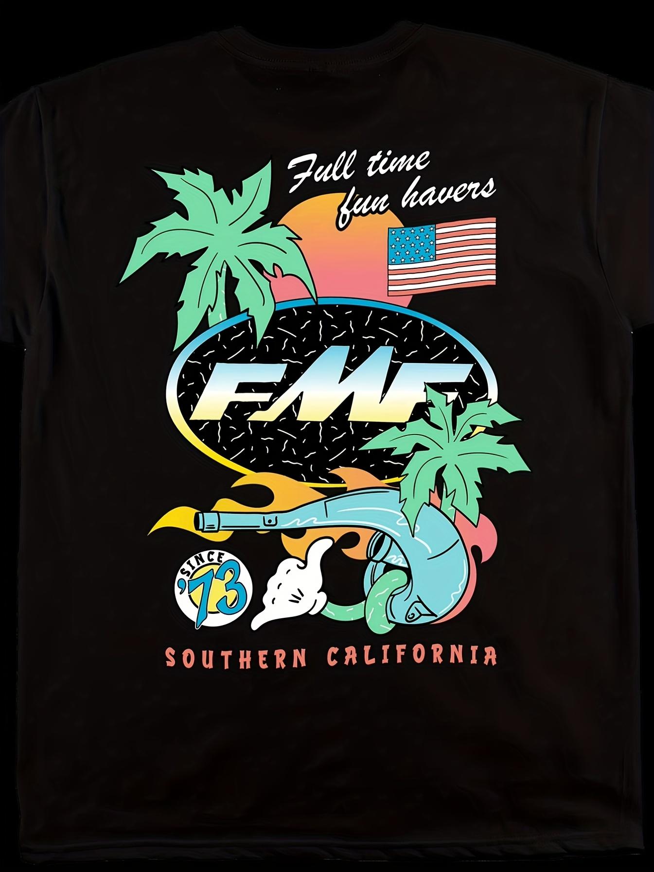 FMF Racing & WoCotton T-shirt - Retro Short Sleeve Crew Neck Tee with Bold Graphic Print S
