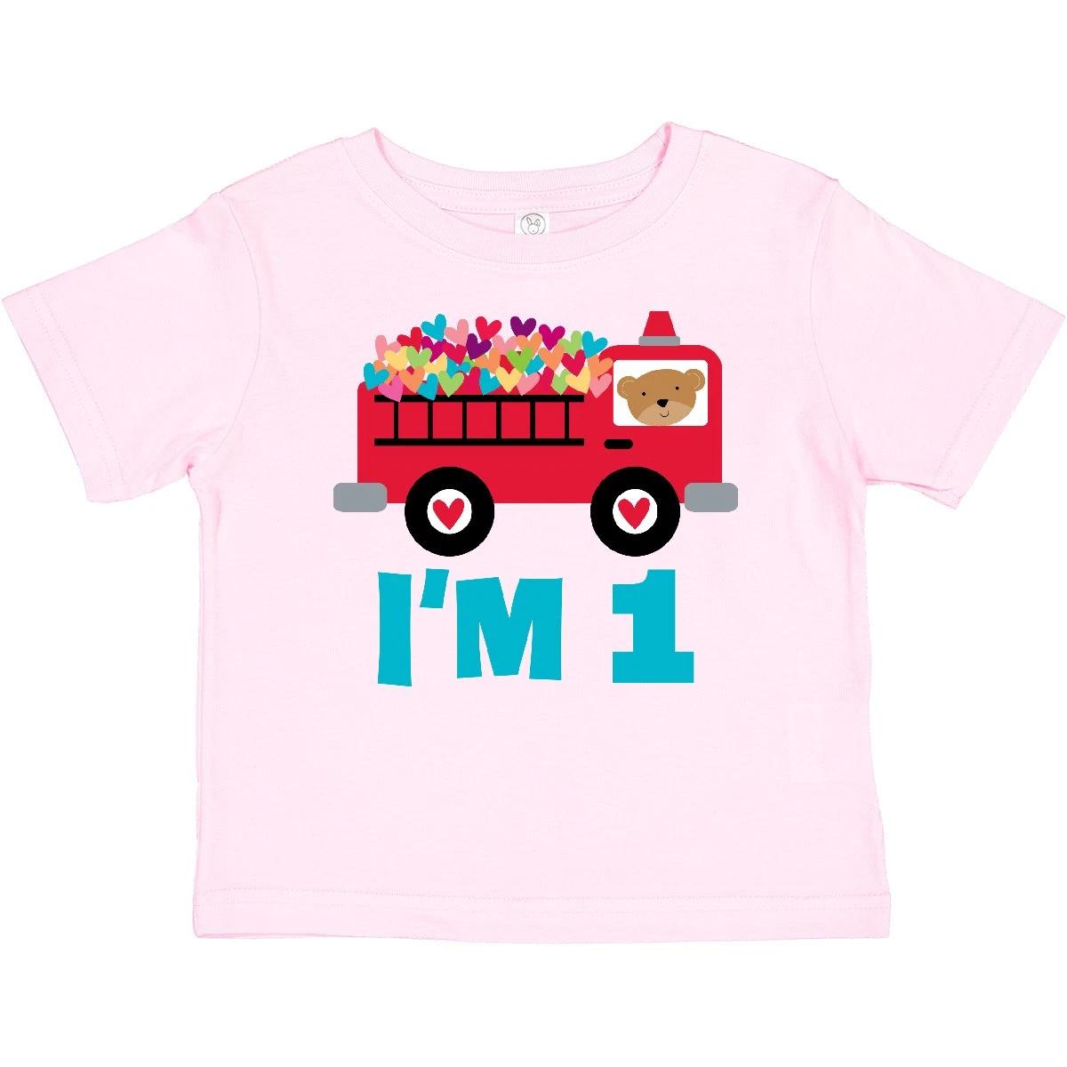 Inktastic 1st Birthday Fire Truck Baby T-Shirt Babys First Im 1 One Turning Tees 130