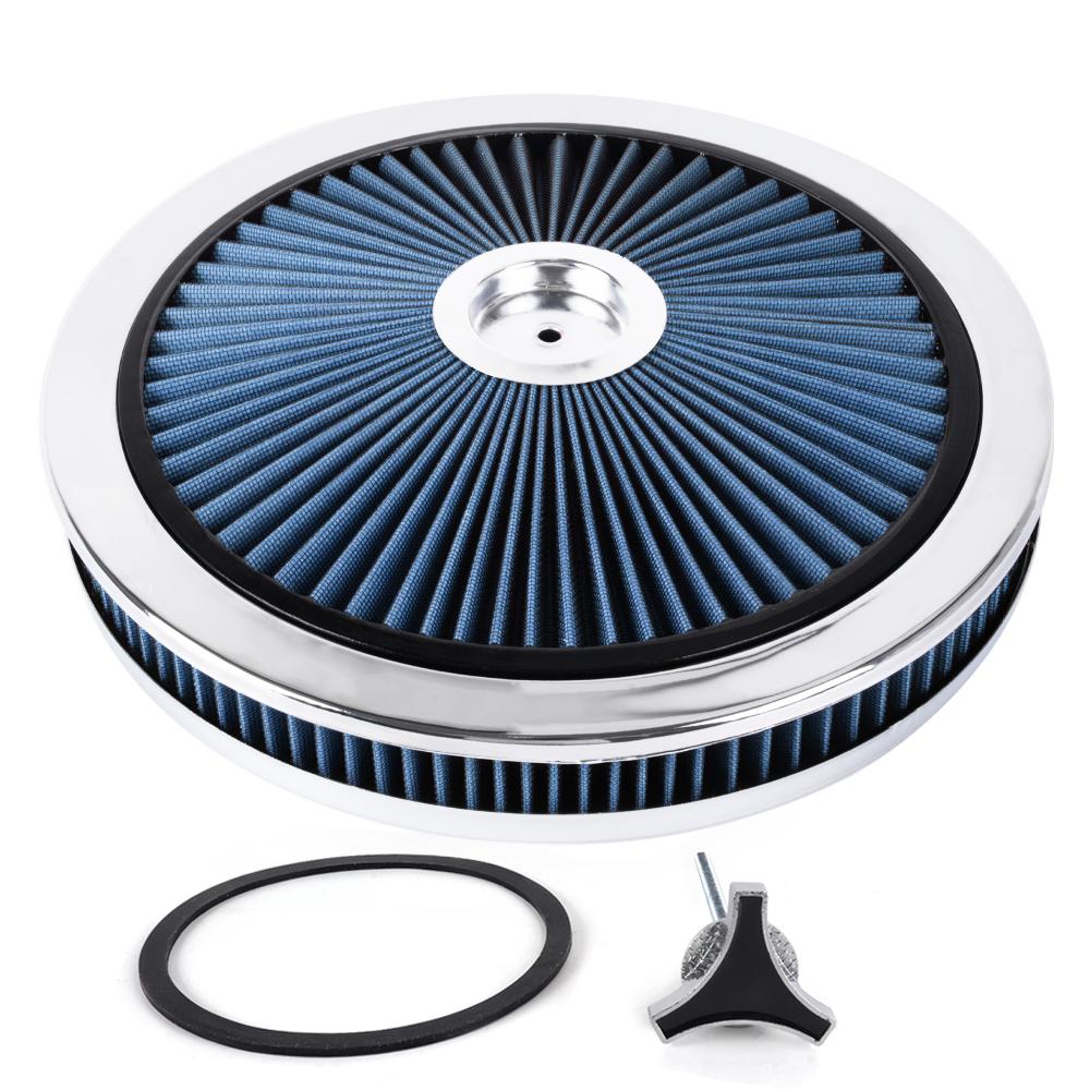 RASTP- Universal Air Cleaner Filter 14" Wide 2" Tall With Super Flow Thru Lid Washable Round 5-1/8-inch Neck Flange OFI178