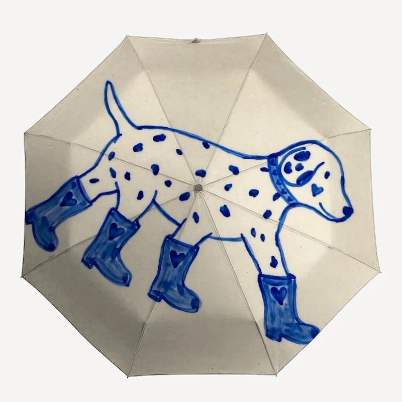 1 Stück Dalmatiner Gummistiefel Automatisches Öffnen/Schließen Faltbarer Regenschirm - Kompaktes 8-Rippen-Design, Tägliche Nutzung, Perfektes Geschenk für Freunde & Familie yy260327099