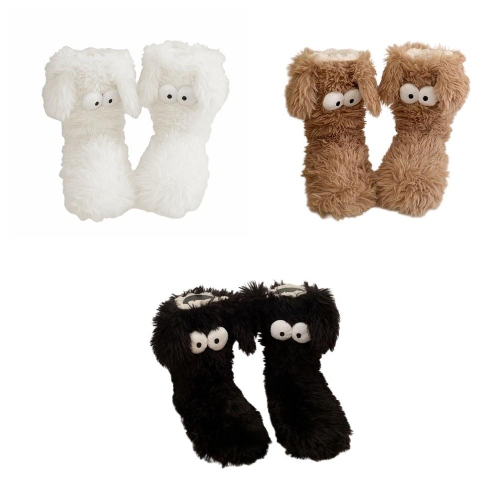 Big Eyes Non-slip Floor Socks Cartoon Coral Fleece Socks Slipper Socks with Puppy Ears  Girls