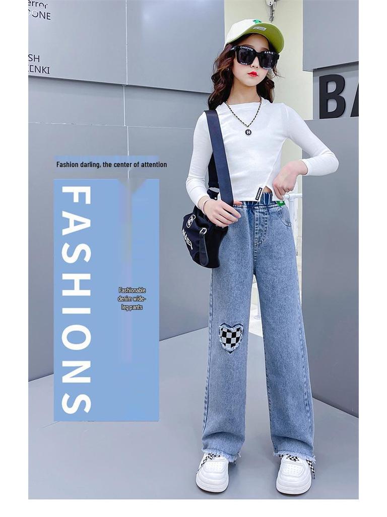 Weite Mädchen-Jeans - Trendige gerade Hosen für Kinder, Frühling/Herbst 2023