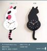 GoodsLand [Moving Tail] Cat Pendulum Clock, Stylish Wall Clock, Animal Cat Design, Wooden Clock, Cute, GD-HURIKOTK-BK