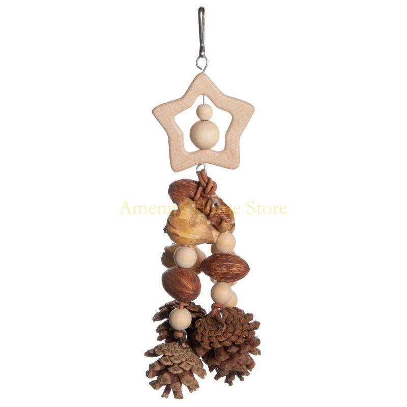 F26C Natural Pinecone Bird Toy Fun Chewing Toy Birdcage Tearing Toy All Size Bird Wood Enrichment Toy for Conures Cockatiels