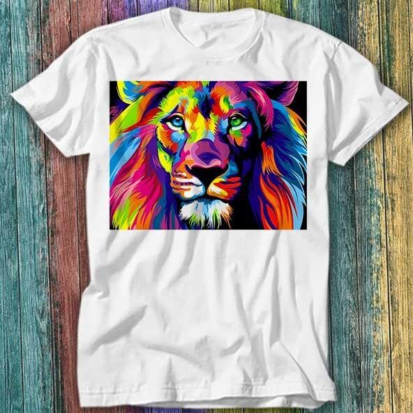 

Banksy Rainbow Lion Graffiti Pop Art Painting T Shirt Top Tee 409 3XL