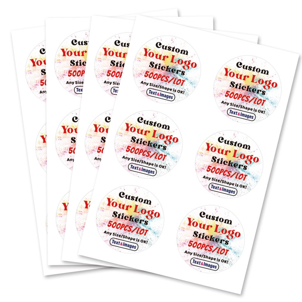 500Pcs Custom Logo Stickers Personalized Text  Image Labels Round Or Square Brand Stickers For Packaging Gifts Business Use