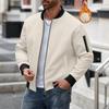 Winter New Men's Waffle Solid Color Cardigan Pocket Zipper Thickened Stand Coats Collar Jacket