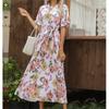 Vestidos Vintage Vintage Print Puff Sleeve Sommer Strand Süße Kleider Casual Quadrat Kragen Floral Maxi Lange Kleid 2022