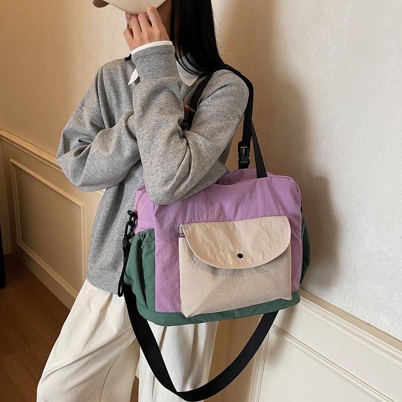 Large Capacity Travel Bag Color Contrast Tote Bag Women's Crossbody Bag