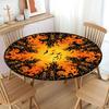 Halloween Round Tablecloth with Elastic Edge Spooky Pumpkin Skull Printed