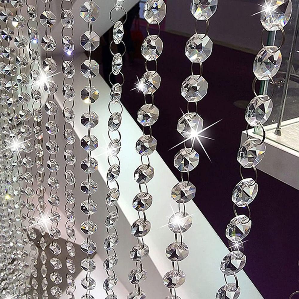 10PCS 100cm Clear Beaded Curtain Transparent Decoration Acrylic Chandelier Chain Shinning Hanging Chandelier Accessories