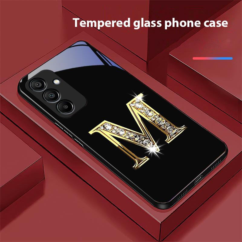 Diamant-Charaktere Für Samsung Galaxy A15 5G 54 4G 51 50 24 35 90 71 12 51 53 52S 80 22 34 Schwarze Hülle aus gehärtetem Glas