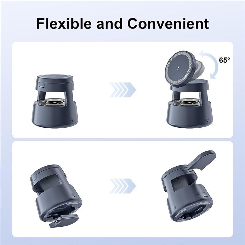 5 In 1 Magnetic Wireless Charger Stand Speaker Night Light Fast Charging Station For Magsafe iPhone 16 15 14 Apple Watch Airpods