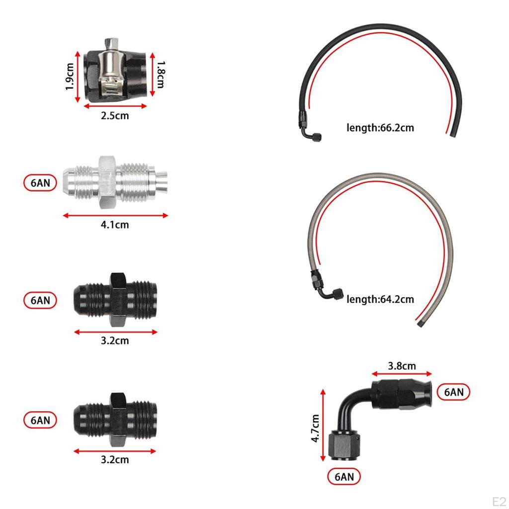 Steering Pump Hose Kit Metal Repair Parts Supplies High Performance Return To Reservoir 6AN